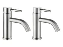 Conjunto De 2 Torneiras Misturadoras Mecanicas Arredondadas Inox Cor Niquel Escovado A17 Cm - Salavan