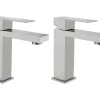 Conjunto De 2 Torneiras Misturadoras Mecanicas Quadradas Inox Cor Niquel Esvocado A17,3 Cm - Canilas