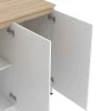 Conjunto Ilha Central De Cozinha + 2 Bancos Altos, Branco E Natural Claro - Nusice