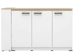 Conjunto Ilha Central De Cozinha + 2 Bancos Altos, Branco E Natural Claro - Nusice