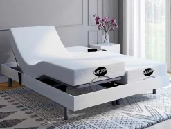 Conjunto Relaxamento Com Discos De Molas Com Memória De Forma E Bambu Lysis Iii De Naturea - Motores Okin - 2X80X200 Cm - Branco