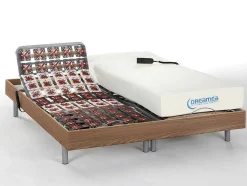 Conjunto Relaxamento Com Estacas Com Memória De Forma Hesiode Iii De Dreamea - Motores Okin - Carvalho - 2X80X200 Cm