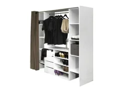 Conjunto Roupeiro Aberto + Móvel De Arrumação Emeric - Branco & Antracite