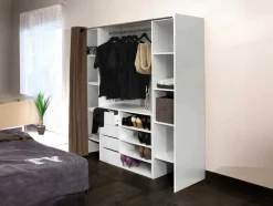 Conjunto Roupeiro Aberto + Móvel De Arrumação Emeric - Branco & Antracite