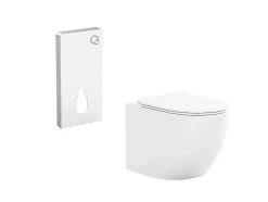 Conjunto Sanita Suspensa Com Estrutura De Suporte Decorativa Branco Brilhante - Javoine