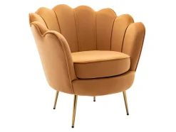 Conjunto Sofá De 2 Lugares E Poltrona Concha Em Veludo Amarelo-Mostarda Dandelion