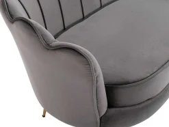 Conjunto Sofá De 2 Lugares E Poltrona Concha Em Veludo Antracite Dandelion