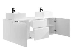 Conjunto Suspenso Para Casa De Banho Com Lavatório Duplo Cor Branco - Jimena