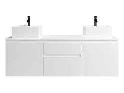 Conjunto Suspenso Para Casa De Banho Com Lavatório Duplo Cor Branco - Jimena