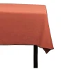 Conjunto Toalha + 4 Guardanapos De Mesa Em Linho E Algodao, Borda Preta, Terracota, 170 X 300 Cm - Borina