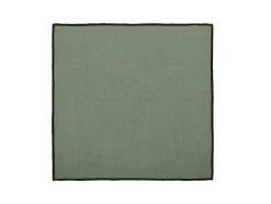 Conjunto Toalha + 4 Guardanapos De Mesa Em Linho E Algodao, Borda Preta, Caqui, 170 X 300 Cm - Borina
