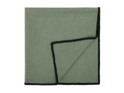 Conjunto Toalha + 4 Guardanapos De Mesa Em Linho E Algodao, Borda Preta, Caqui, 170 X 300 Cm - Borina