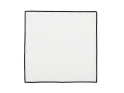 Conjunto Toalha + 4 Guardanapos De Mesa Em Linho E Algodao, Borda Preta, Branco, 170 X 250 Cm - Borina
