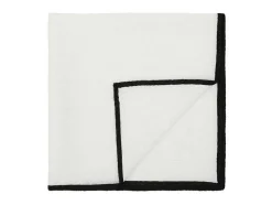 Conjunto Toalha + 4 Guardanapos De Mesa Em Linho E Algodao, Borda Preta, Branco, 170 X 250 Cm - Borina
