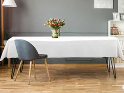 Conjunto Toalha + 4 Guardanapos De Mesa Em Linho E Algodao, Borda Preta, Branco, 170 X 170 Cm - Borina