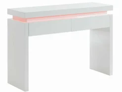 Consola Com 2 Gavetas - Leds - Mdf Lacado A Branco - Emerson