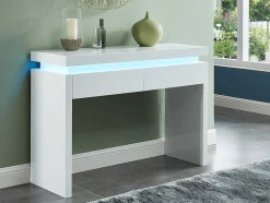Consola Com 2 Gavetas - Leds - Mdf Lacado A Branco - Emerson