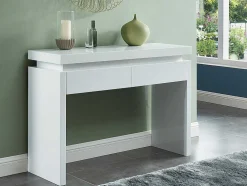 Consola Com 2 Gavetas - Leds - Mdf Lacado A Branco - Emerson