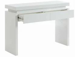 Consola Com 2 Gavetas - Leds - Mdf Lacado A Branco - Emerson