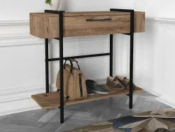 Consola Com 1 Porta E 1 Prateleira Natural Claro E Preto - Chenoa