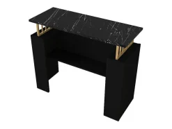 Consola Com 1 Prateleira Efeito Marmore Preto E Dourado - Liriona