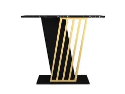 Consola Efeito Marmore Preto E Dourado - Orsona