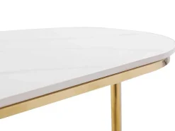 Consola Em Ceramica E Metal Dourado, Efeito Marmore Branco - Caloura