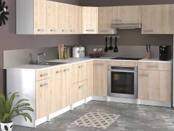 Cozinha Completa De Canto, 13 Elementos De Arrumação, Natural E Branco - Trattoria
