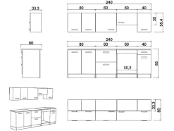 Cozinha Completa De 240 Cm Com 8 Compartimentos De Arrumação Cor Branco - Trattoria