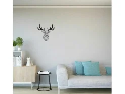 Decoração Metalica Cervo 3, Preto, 51X1,5X51 Cm, Epikasa