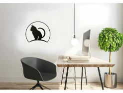 Decoração Metalica Gatos 4, Preto, 60X1,5X48 Cm, Epikasa