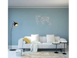 Decoração Metalica Mapa Do Mundo 19, Branco, 100X1,5X58 Cm, Epikasa