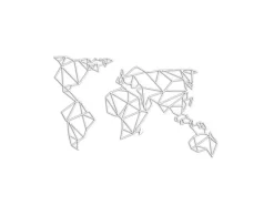 Decoração Metalica Mapa Do Mundo 19, Branco, 100X1,5X58 Cm, Epikasa