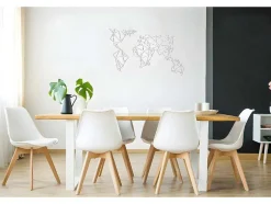 Decoração Metalica Mapa Do Mundo 19, Branco, 100X1,5X58 Cm, Epikasa