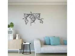 Decoração Metalica Mapa Do Mundo 20, Preto, 111X1,5X74 Cm, Epikasa