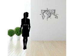 Decoração Metalica Mapa Do Mundo 20, Preto, 111X1,5X74 Cm, Epikasa