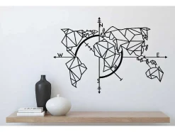 Decoração Metalica Mapa Do Mundo 20, Preto, 111X1,5X74 Cm, Epikasa