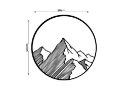 Decoração Metalica Montanha 9, Preto, 50X1,5X50 Cm, Epikasa
