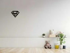 Decoração Metalica Superman, Preto, 40X1,5X31 Cm, Epikasa