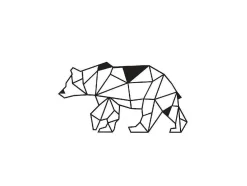 Decoração Metalica Urso 4, Preto, 55X1,5X30 Cm, Epikasa