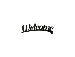 Decoração Metalica Welcome 3, Preto, 50X1,5X15 Cm, Epikasa