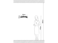 Decoração Metalica Welcome 3, Preto, 50X1,5X15 Cm, Epikasa