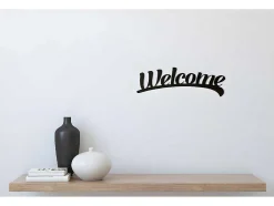 Decoração Metalica Welcome 3, Preto, 50X1,5X15 Cm, Epikasa