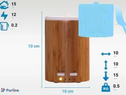 Diffuseur D'Aromes Par Ultrasons 12W Avec Led En Bambou Brun