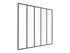 Divisória De Atelier Aluminio Vidro Fosco 150X130 Cm Preto - Bayview