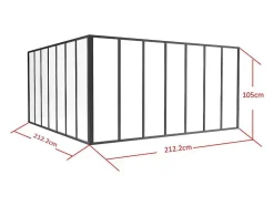 Divisória De Canto De Atelier Em Aluminio Termolacado C210 X L210 X A105 Cm Preto - Bayview