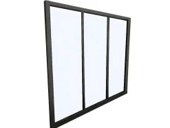 Divisória De Vidro Bayview Em Aluminio Termolacado Preto - 90X130 Cm