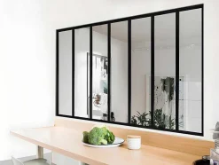 Divisória De Vidro Em Aluminio Termolacado 210 X 105 Cm Preto - Bayview