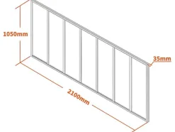 Divisória De Vidro Em Aluminio Termolacado 210 X 105 Cm Preto - Bayview