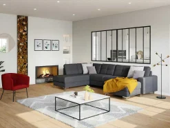 Divisória De Vidro Para Atelier Bayview Em Aluminio Termolacado Preto - 150X130 Cm